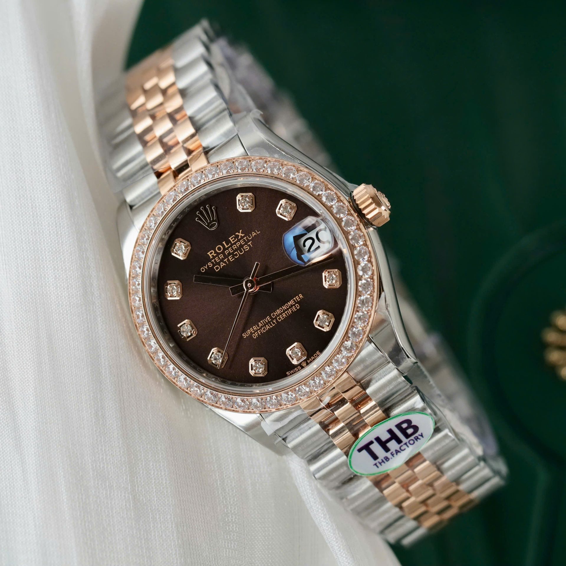 Rolex DateJust High End Watch Replicas Chocolate Dial Bezel Diamonds CZ THB Factory 31mm - Top club