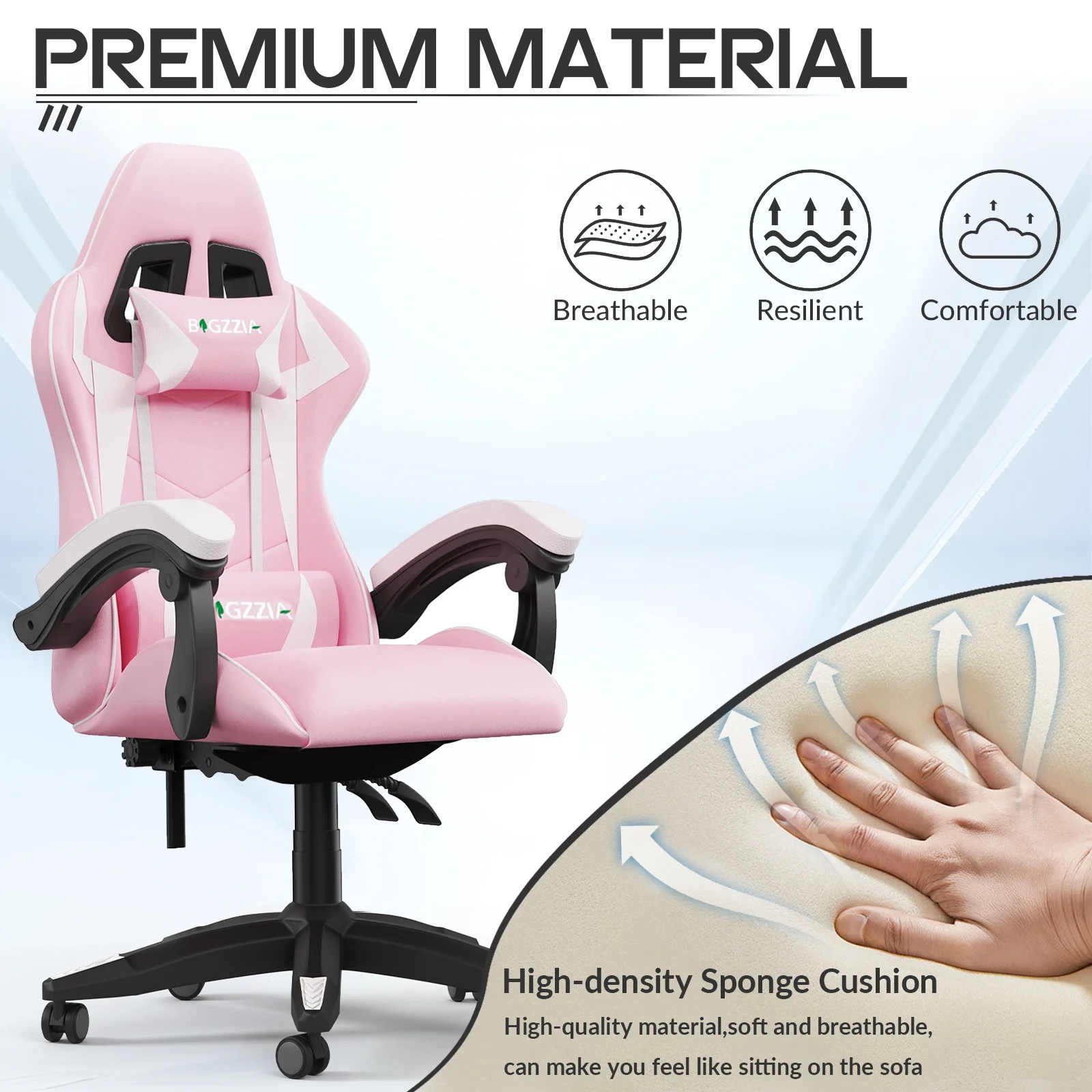 Bigzzia Gaming Chair with Footrest, Gaming Chair for Adult with Headrest and Lumbar Support,Red - Image 57