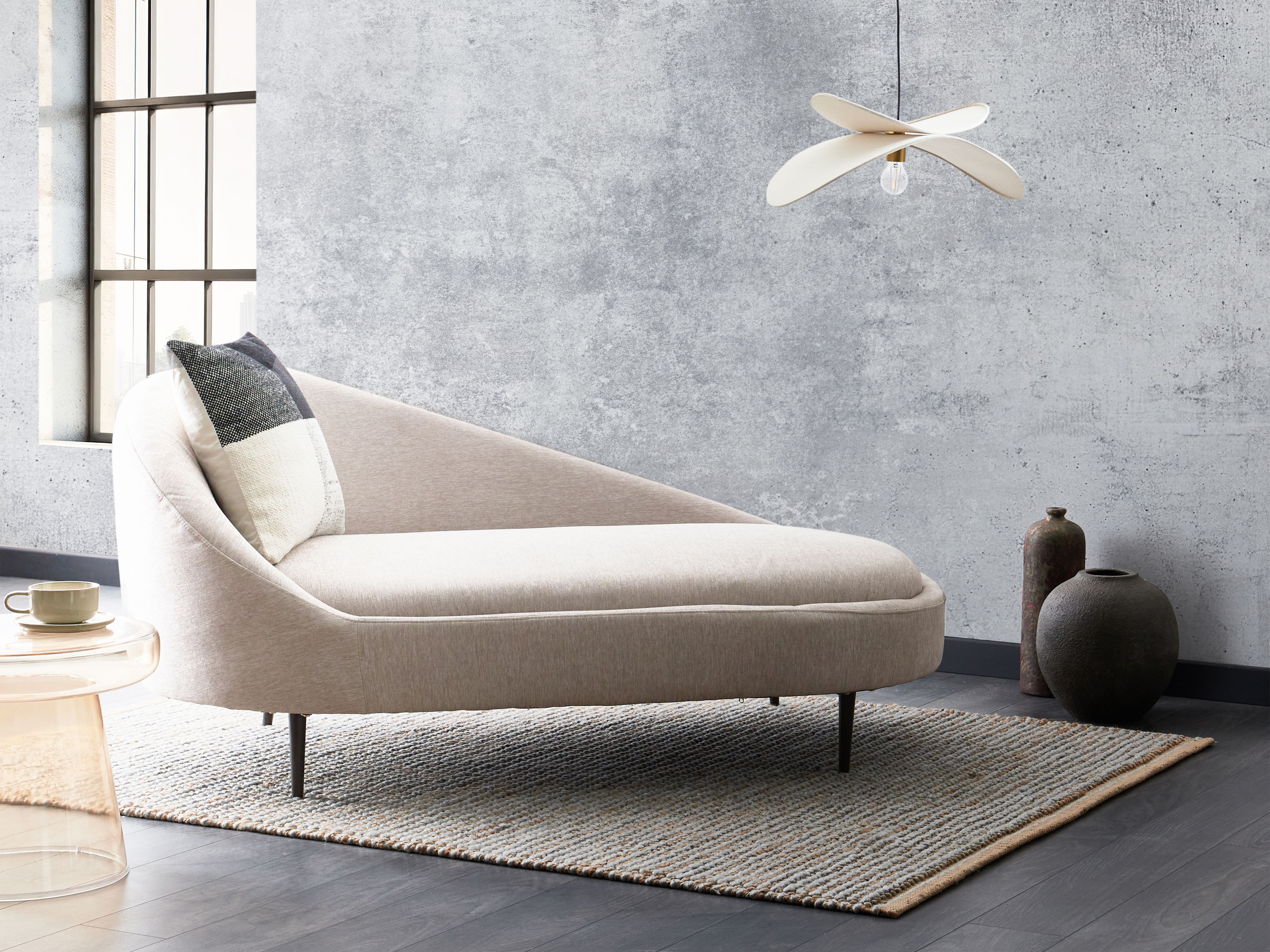 Left-Hand Chaise Lounge VALREAS Fabric Taupe
