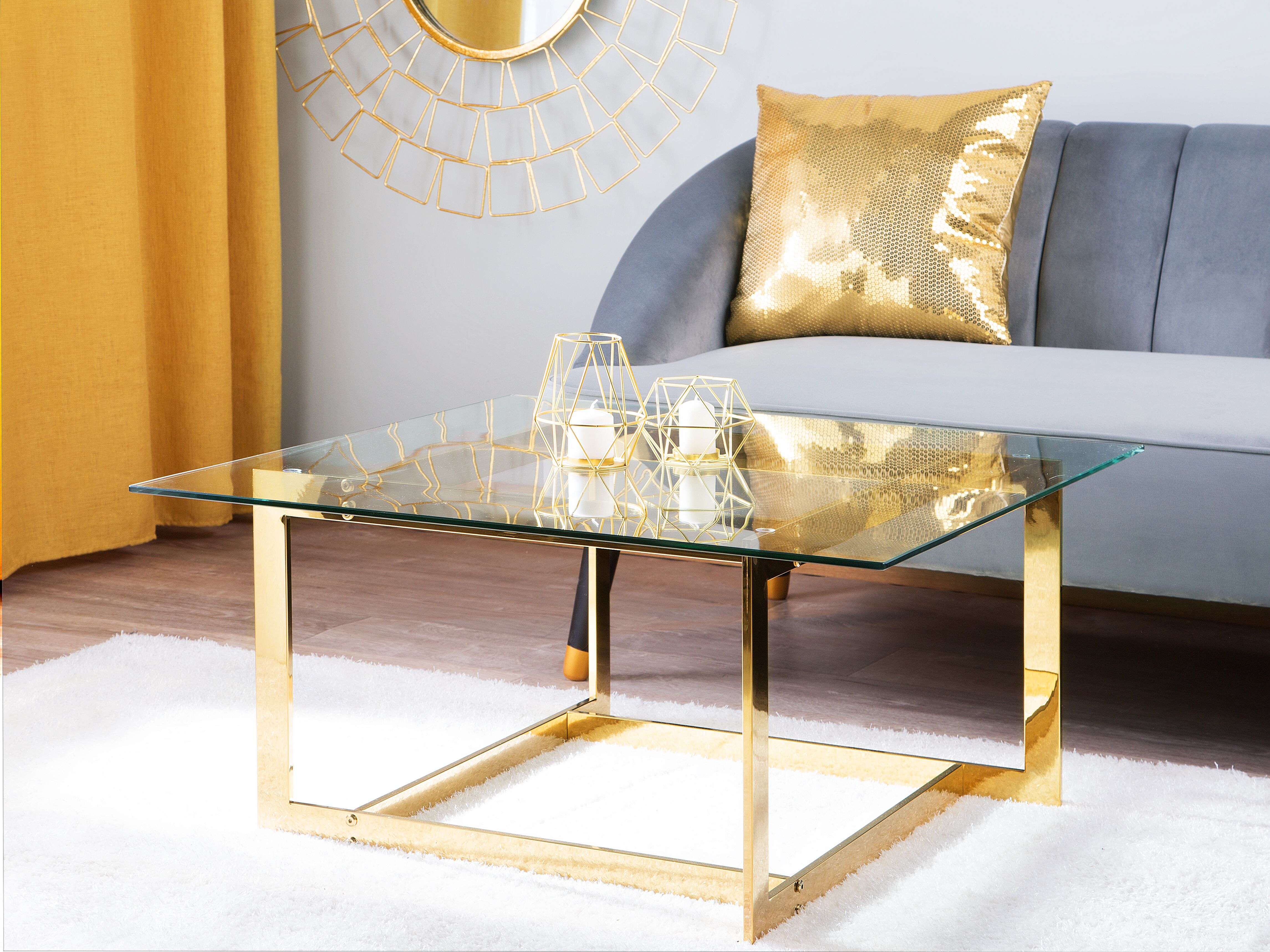 Coffee Table CRYSTAL Tempered Glass Gold