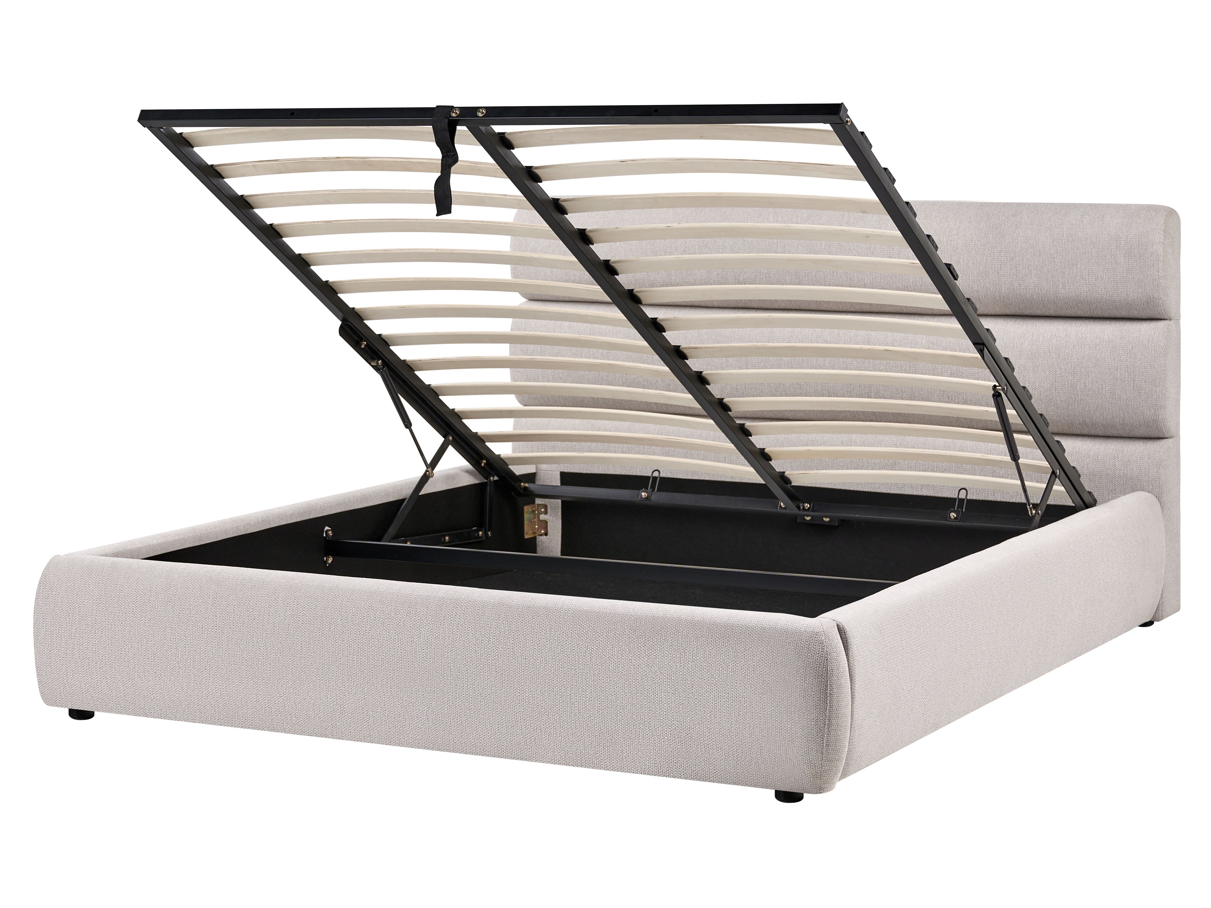 Ottoman Bed Faux Linen BONIFACIO 160 x 200 cm (EU King Size) Grey