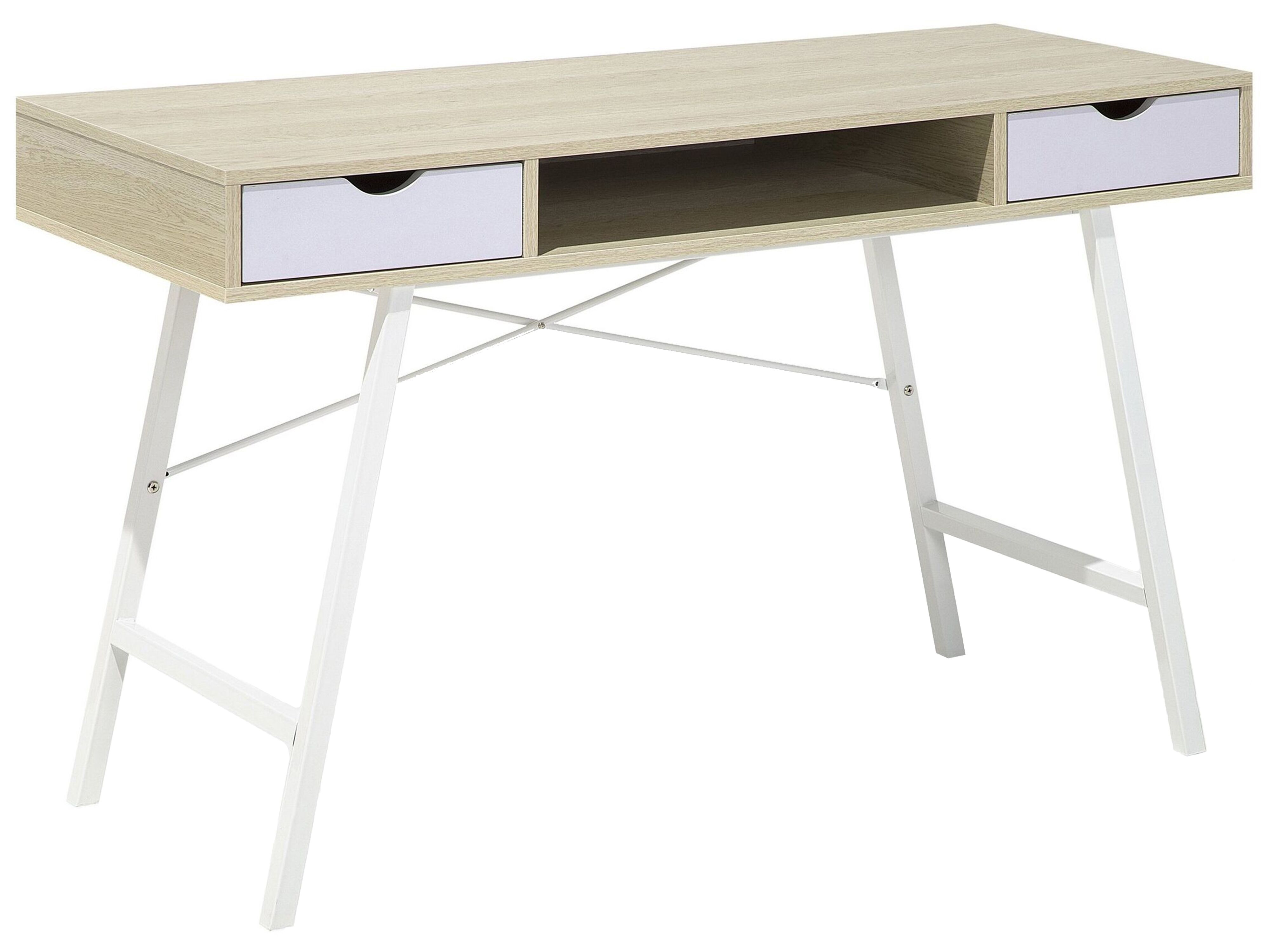 Home Office Desk CLARITA Light Brown 120 cm 48 cm with Drawers