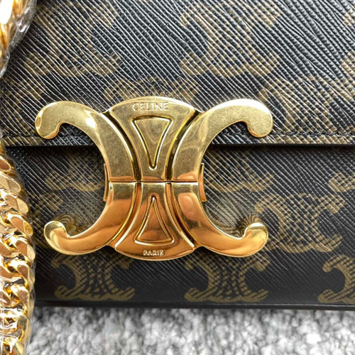 CELINE TRIOMPHE logo printed chain shoulder bag