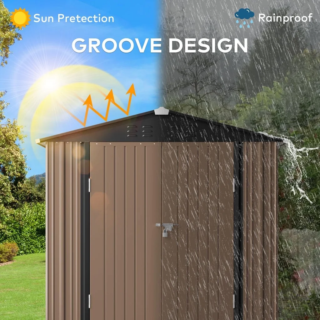 6' x 4' Outdoor Storage Shed on Sale, Aiho Shed & Outdoor Storage Clearance, Metal Storage Shed for Outside, Backyard, Garden & Patio - Dark Gray - Image 23