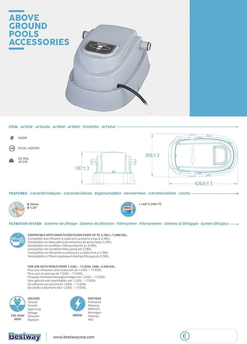 Bestway Pool Heater - 58259 - Image 6 Bestway Pool Heater - 58259 - Image 6