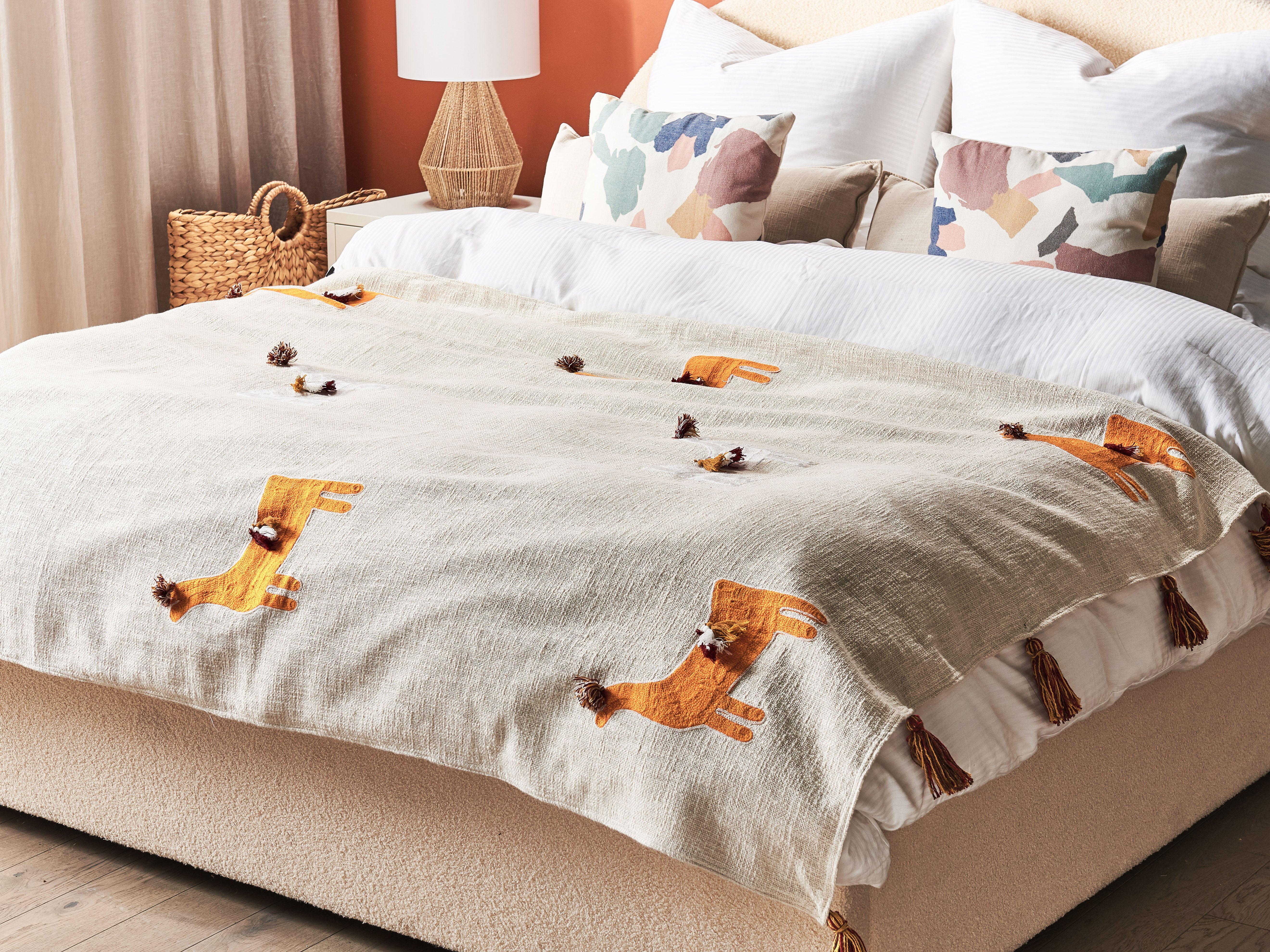 Blanket KHANDWA Cotton 130 x 180 cm Beige