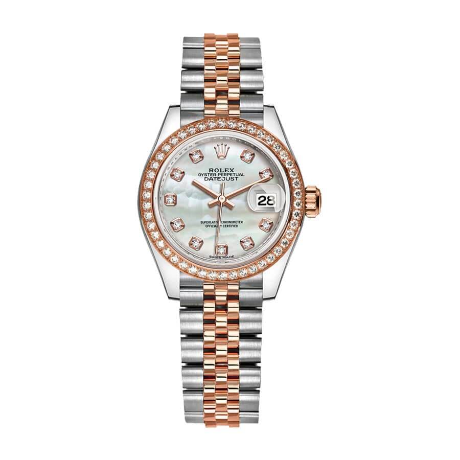 Rolex Datejust 279381RBR Everose Gold Sundust With Diamond Dial Replica - Elite Watch Atelier