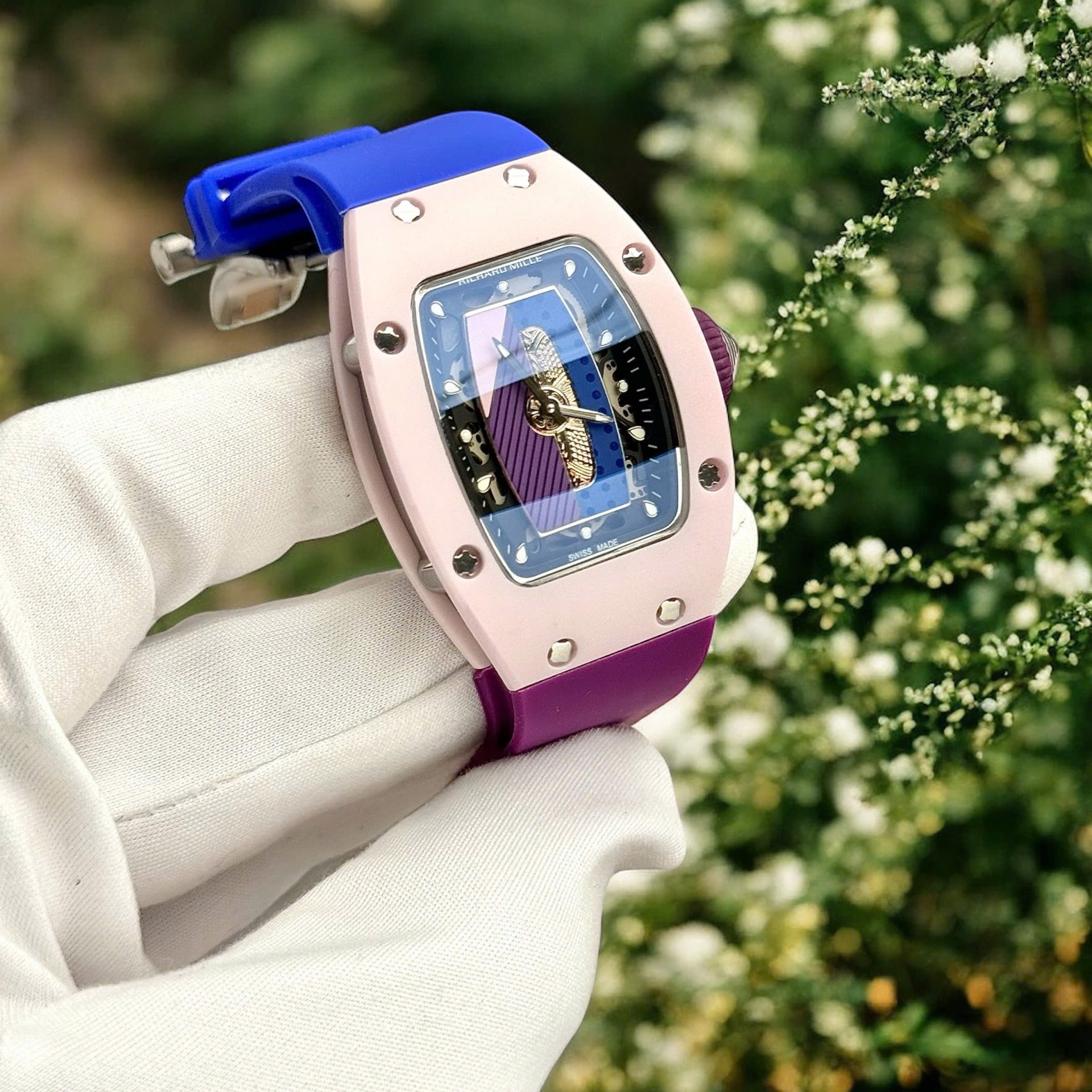 Richard Mille Best Replica Watches RM07-01 Pastel Pink Rubber Strap Women s Automatic 36mm - Top club