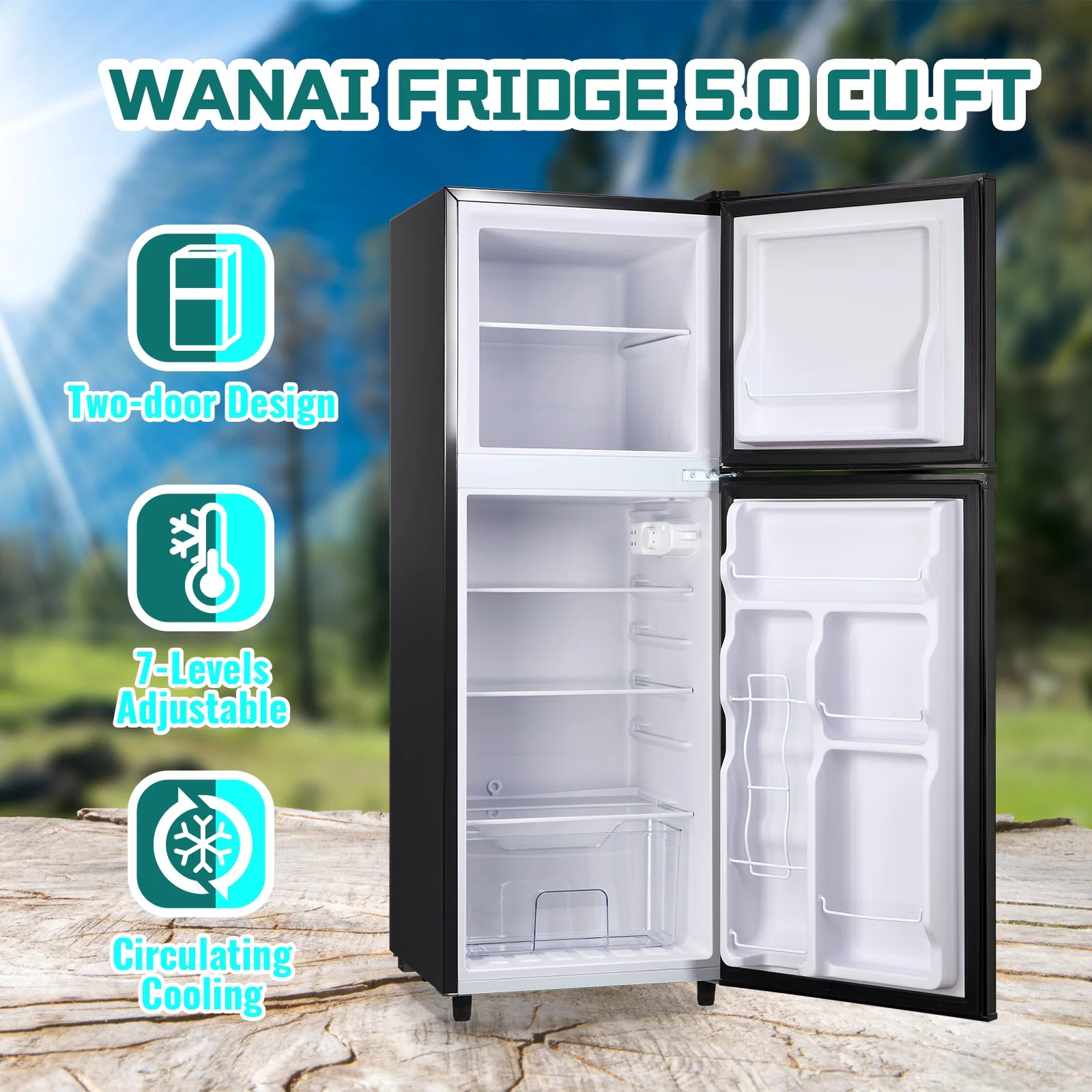 JIEJIA 5.0 Cu.Ft Apartment Size Refrigerators with Separate Freezer, 2 Door Refrigerator, Small Fridge with Freezer, Gray - Image 17