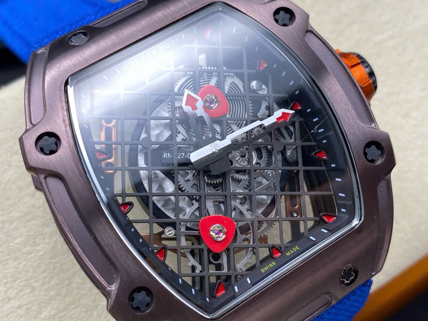 Richard Mille RM27-04 Tourbillon Rafael Nadal Super Fake Watches Blue Fabric Strap 39x48mm - Elite Watch Atelier