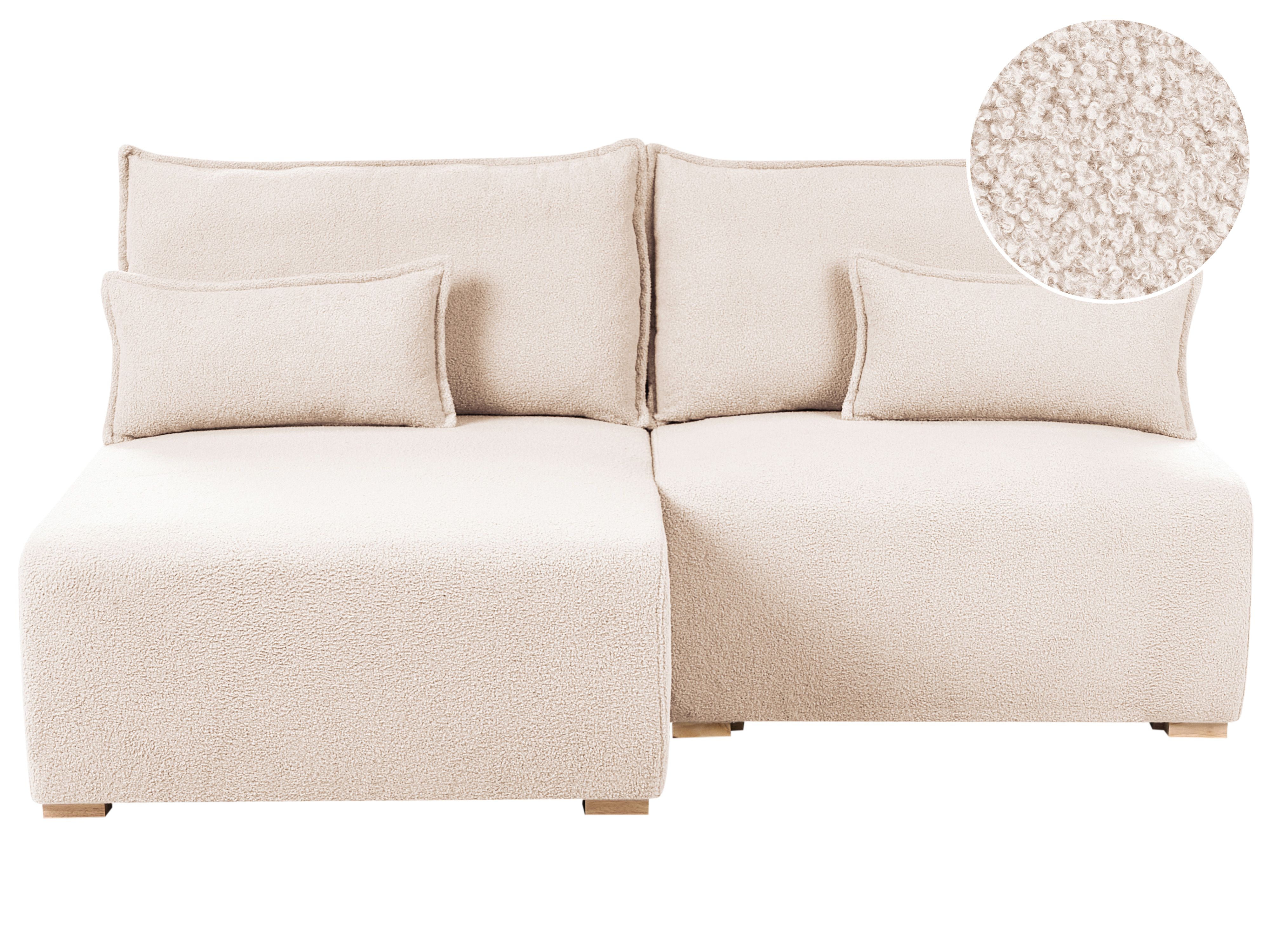 Modular Corner Sofa NERBO Boucle Beige Right Hand