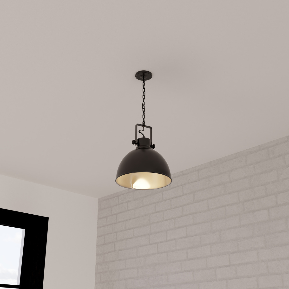 Suspension lamp "Basalt" Black metal, D.30 cm