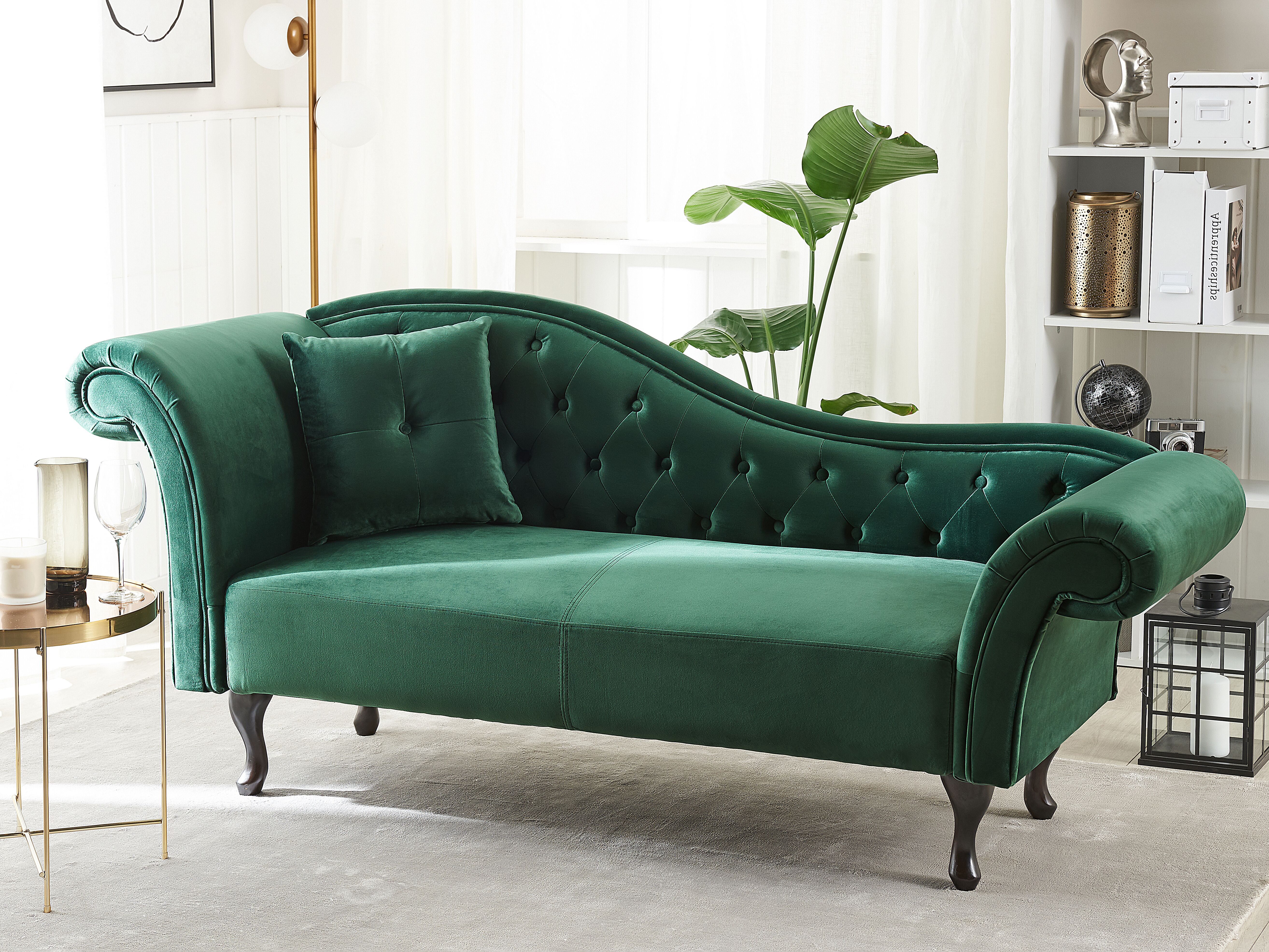 Left-Hand Chaise Lounge LATTES Velvet Dark Green