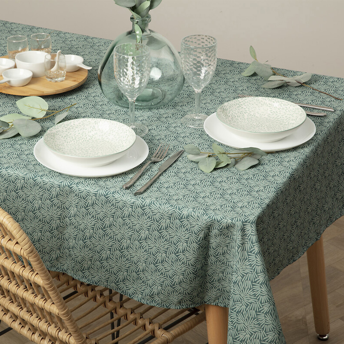 Tablecloth stain resistant "Thais" Green, 150x300 cm