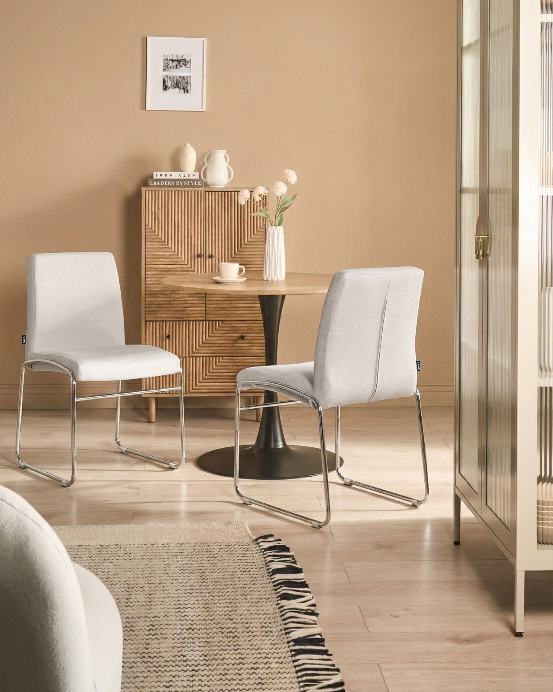Set of 2 Dining Chairs LECCO Fabric Light Grey