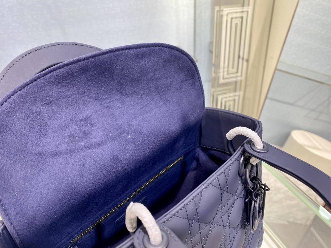 Christian Dior Medium Lady Dior Bag Dark Blue For Women 9.5in/24cm1:1High-quality replica