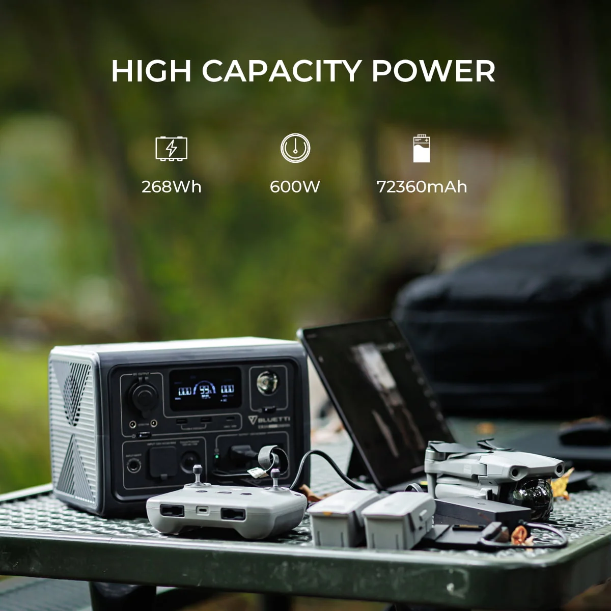 BLUETTI EB3A Solar Generator, 600W/268Wh Portable Power Station, UPS LiFePO4 Solar Generator for House, Camping - Image 3