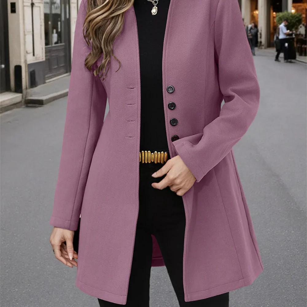 Long Sleeve Button-Front Coat - ZKZOOK