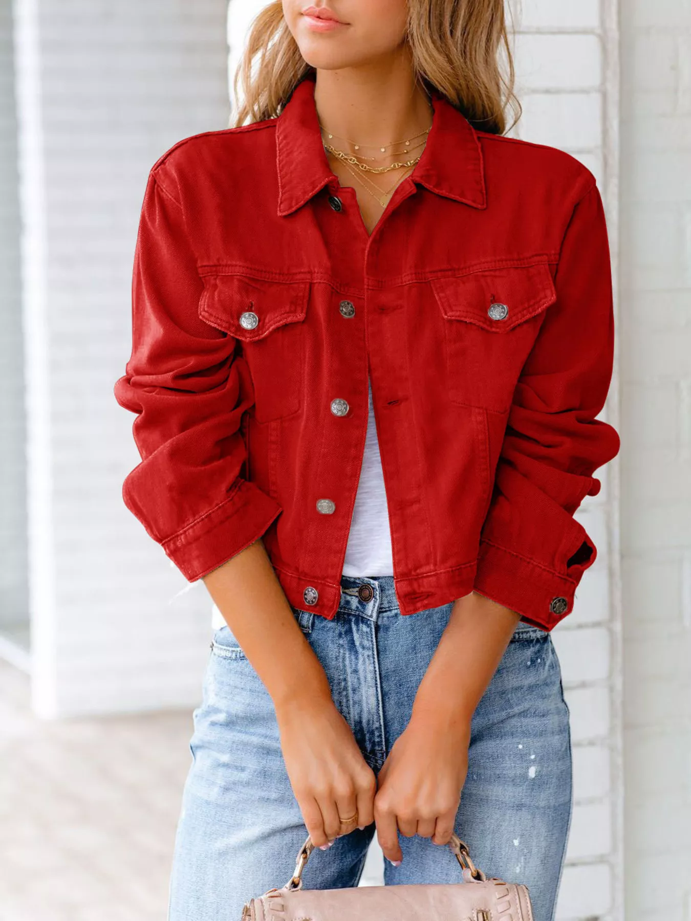Button Up Long Sleeve Denim Jacket - ZKZOOK