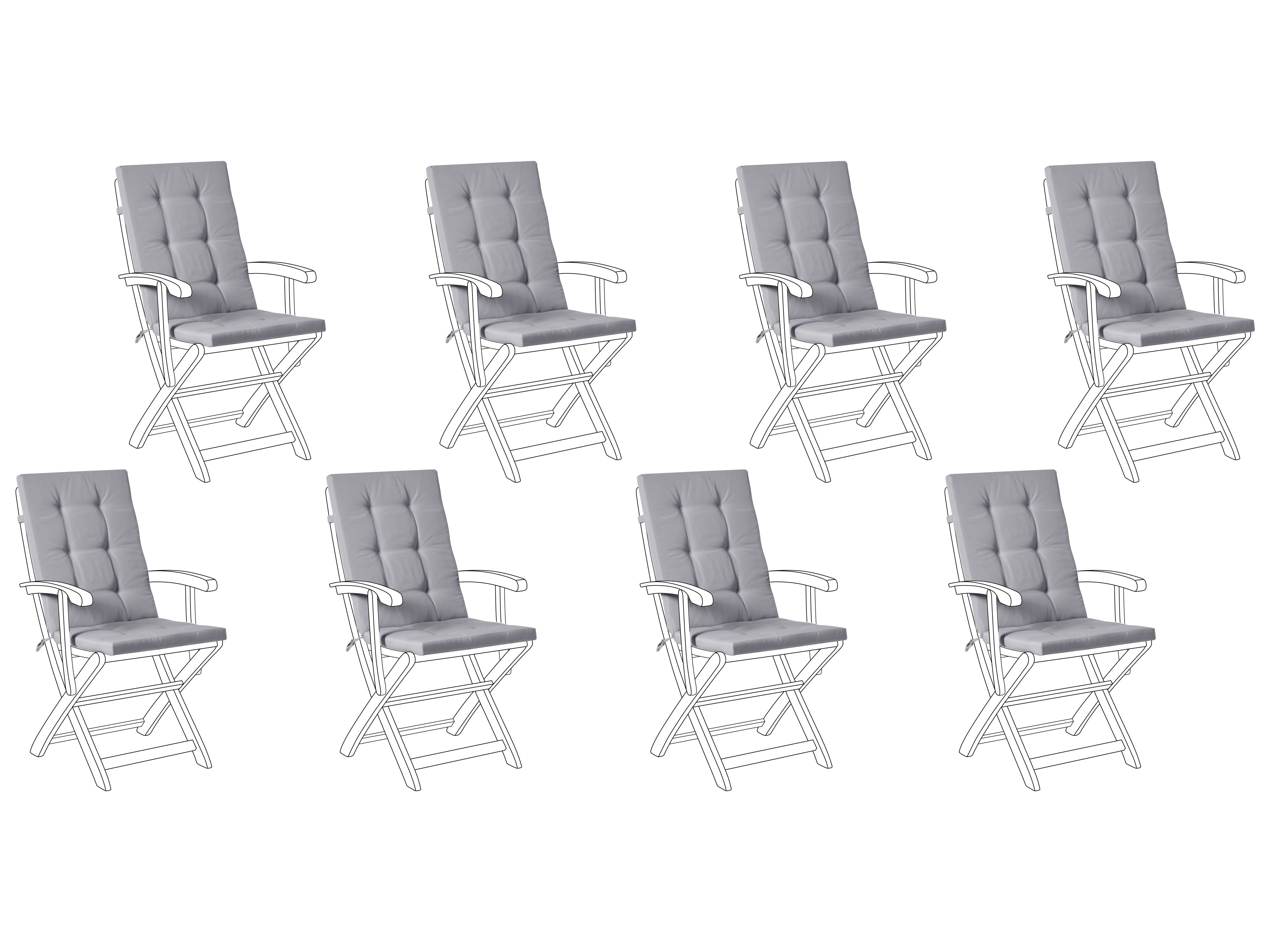 Set of 8 Back/Seat Cushions MAUI PREMIUM Light Grey