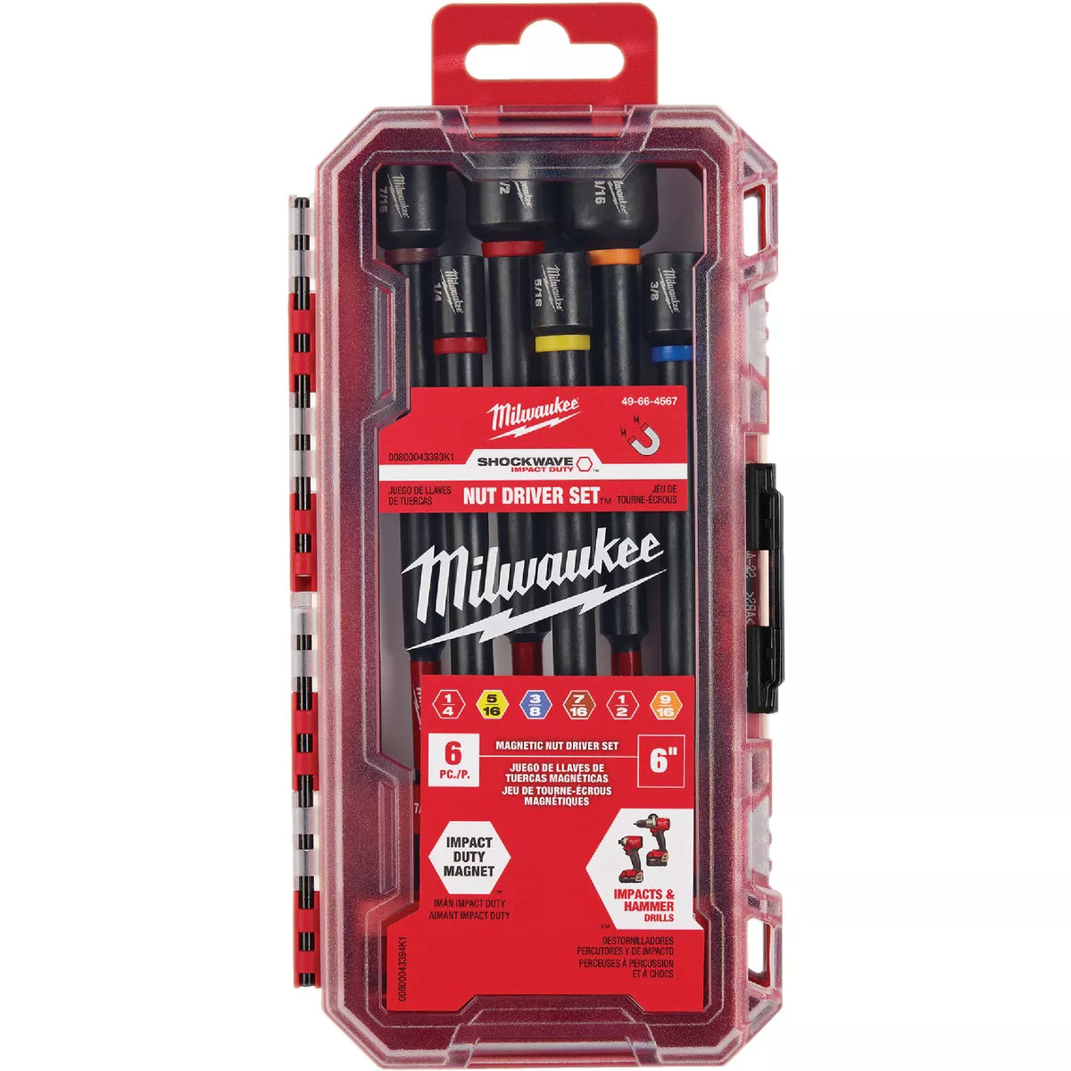Milwaukee SHOCKWAVE 6 In. Impact Duty Magnetic Nut Driver Set (6-Piece)