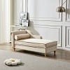 60.6" Velvet Chaise Lounge with Storage, Small Sofa Trimmed with Solid Metal Legs with 1 Pillow, Pink - Image 2