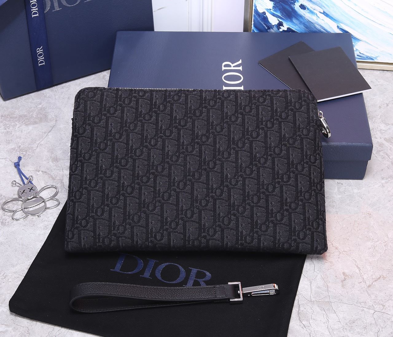 Oblique Jacquard Pouch Black/BeigeFor Women‎ 12in/30cm CD 2OBCA251YSE_H03E1:1High-quality replica