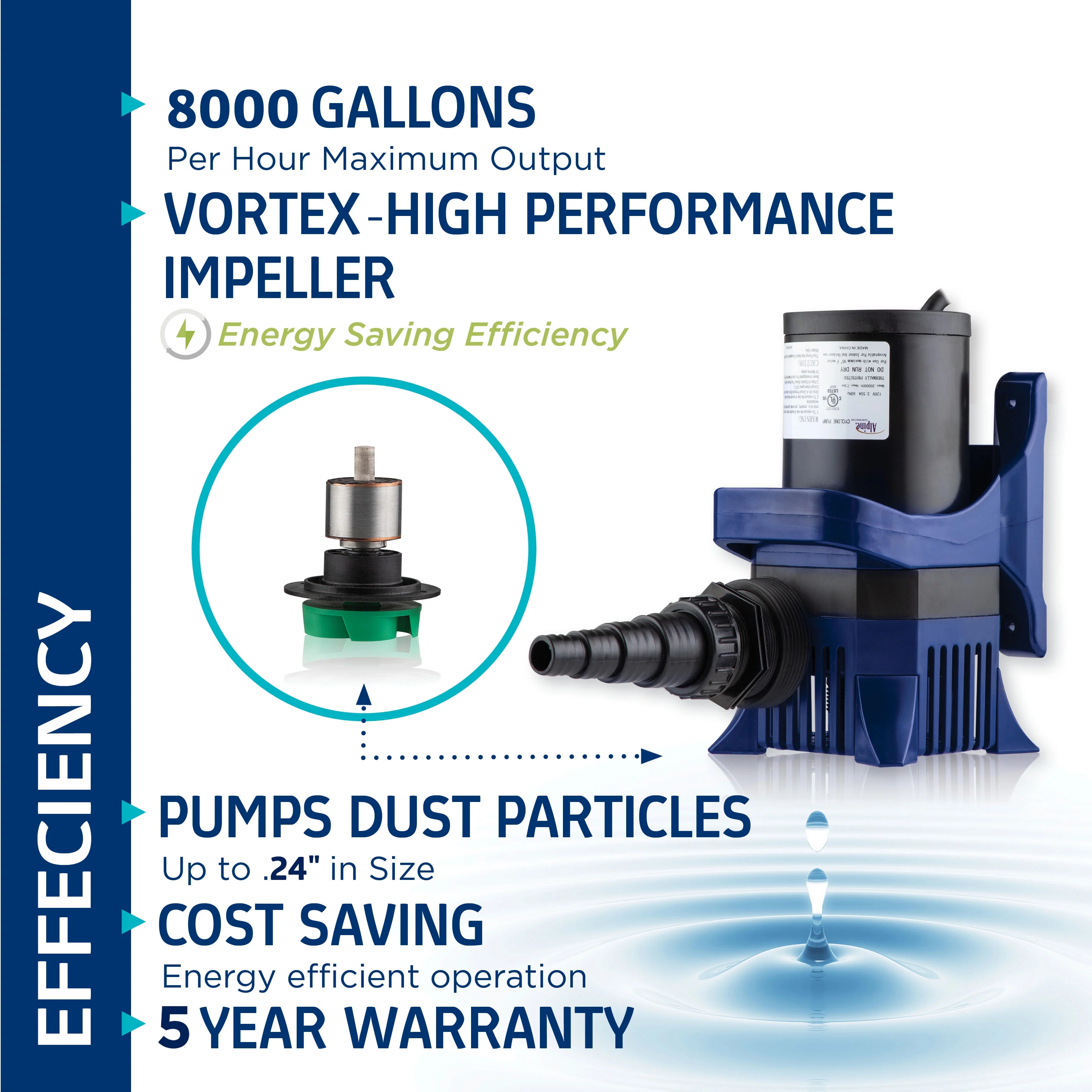 Alpine Corporation 2100 GPH Cyclone Pond Pump Submersible - Image 59
