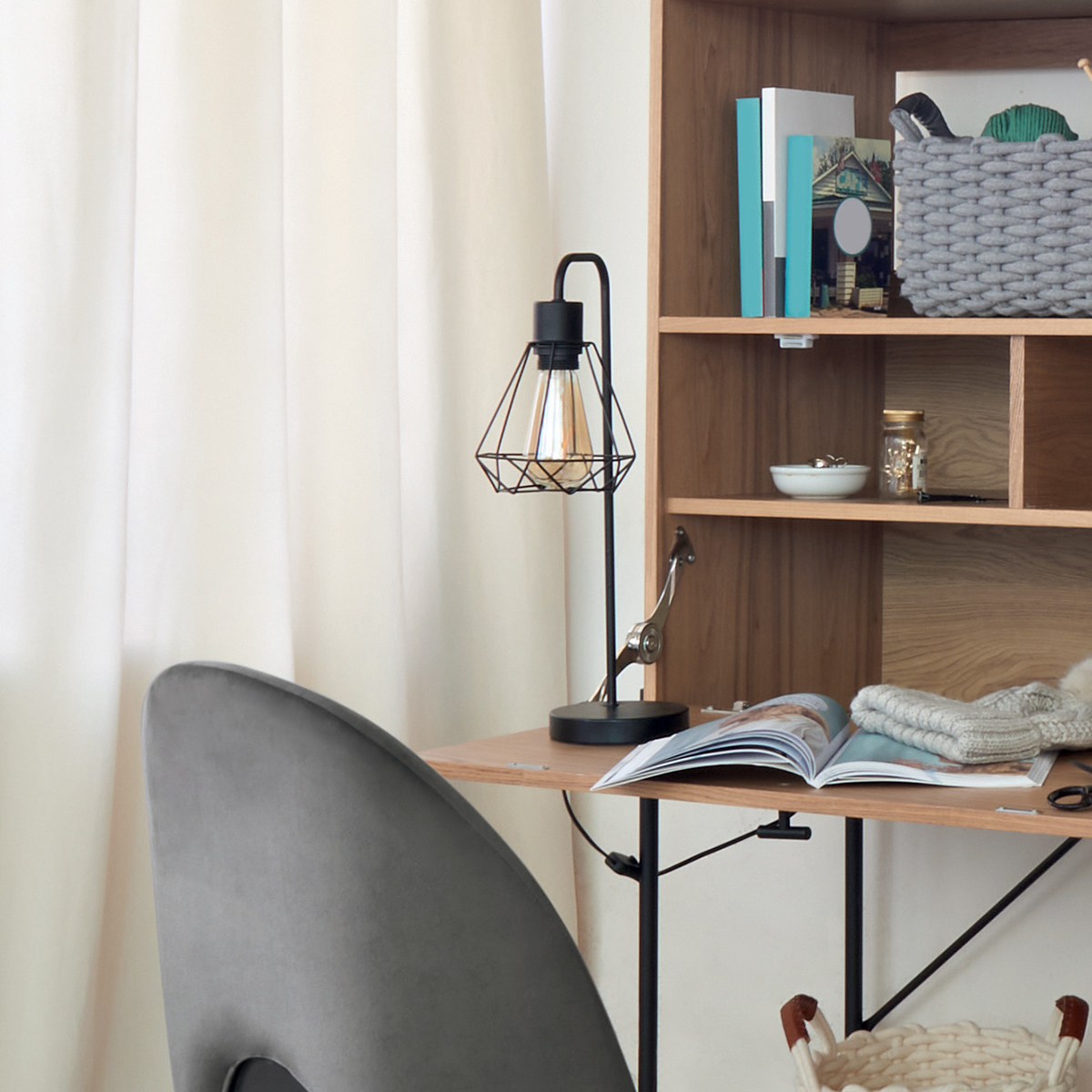 Lamp "Flave" Black metal, H.46 cm