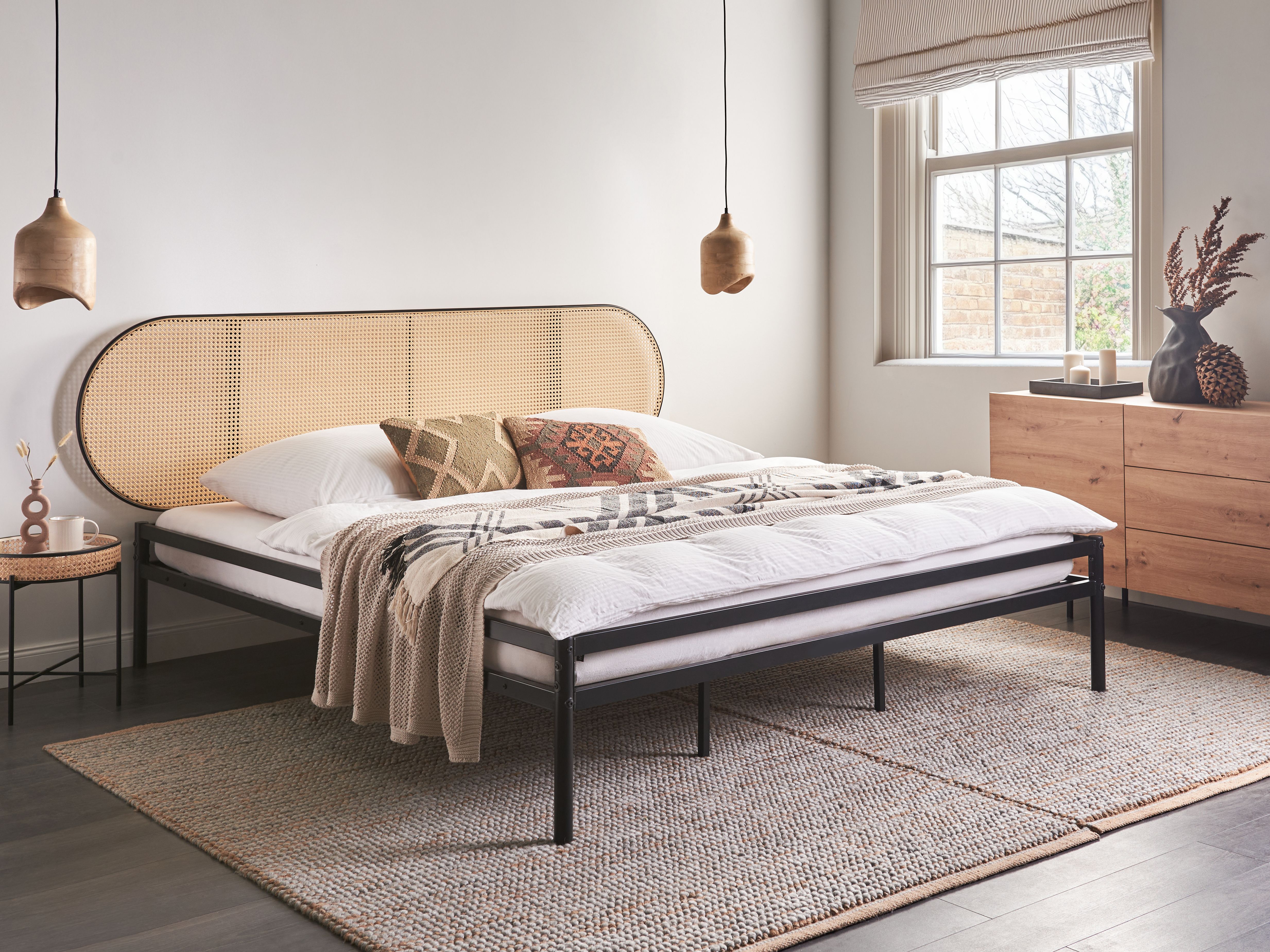 Bed PE Rattan BOULIN 180 x 200 cm (EU Super King) Black