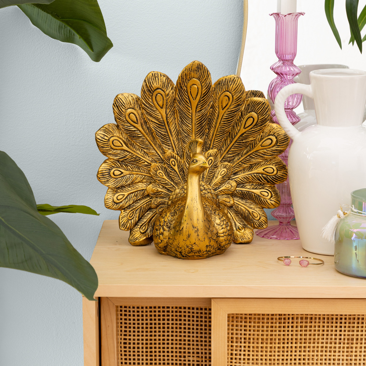 Bird figurine "Wild" Golden, L.27 cm