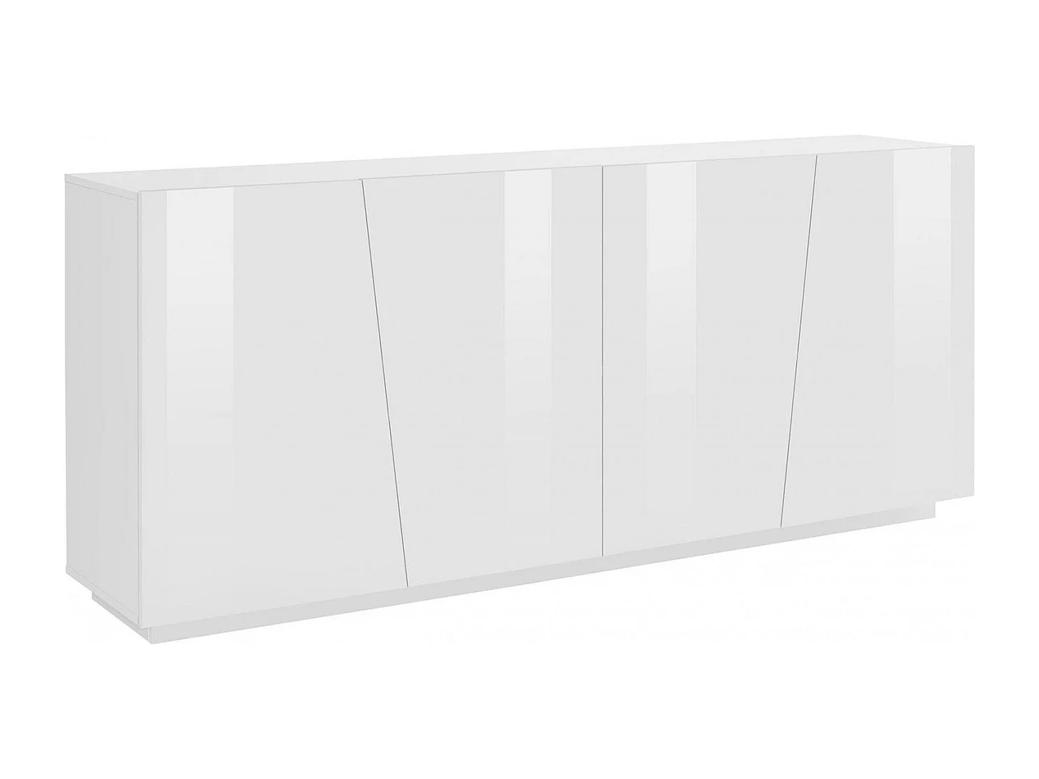 Buffet Dliguor, Buffet de cuisine 4 portes, Buffet de salon, 100% Made in Italy, 200x43h86 cm, Blanc brillant