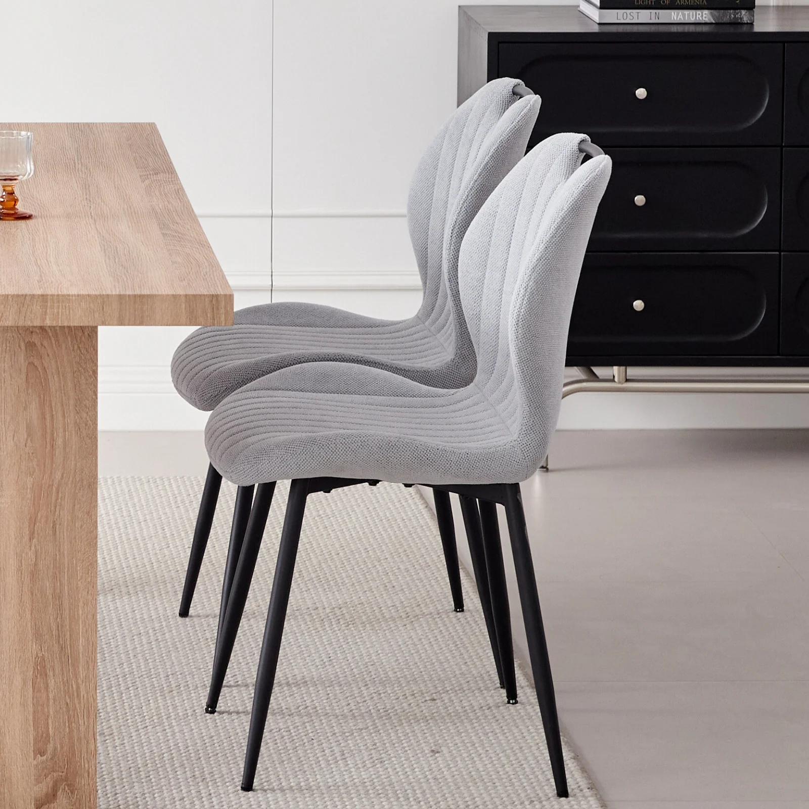 5pcs Rectangle Dining Table Chairs Set for 4, 63" Farmhouse Wood Kitchen Table with 4 Upholstered Mid Century Modern Boucle Chairs for Dinner, Living Dining Room, Apartment, Beige - Image 17