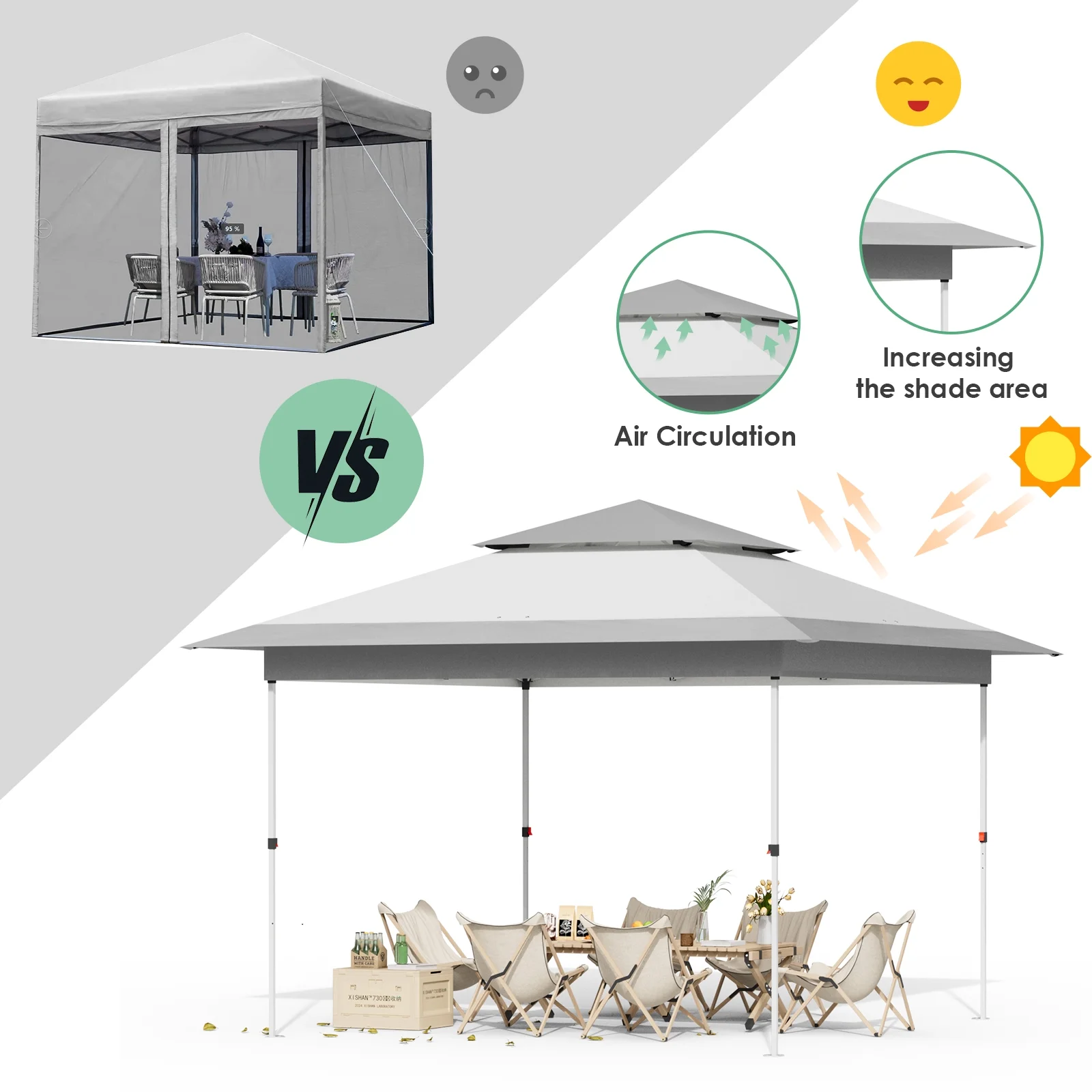 Pirecart 12' x 12' Pop-up Canopy Tent Waterproof Outdoor Gazebo Shelter with Wheeled Bag, Instand Canopy , White - Image 28
