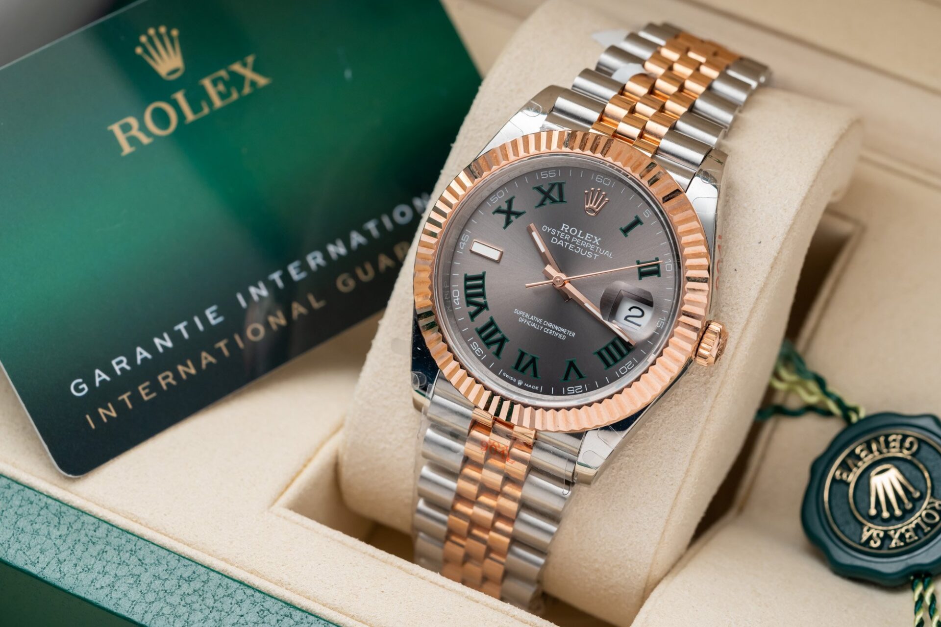 Rolex Best Replica Watch DateJust Rose Gold Wrapped Wimbledon Dial GM Factory 41mm - Elite Watch Atelier
