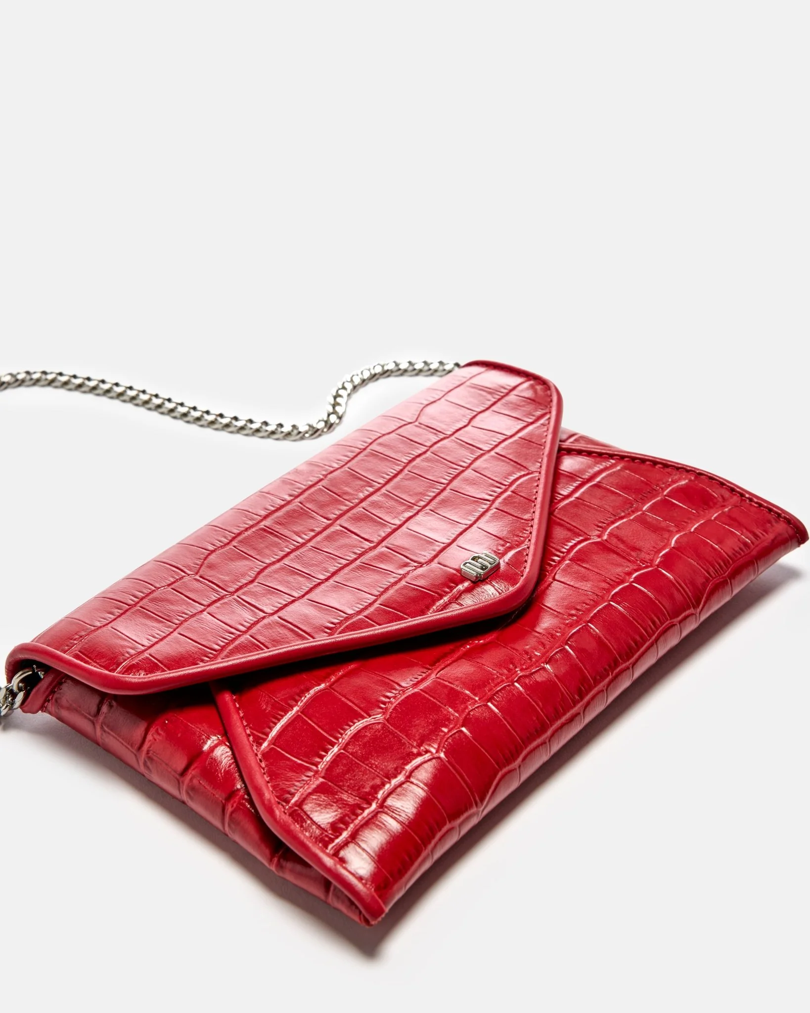 POCHETTE KLOW/CROC - En cuir croco rouge