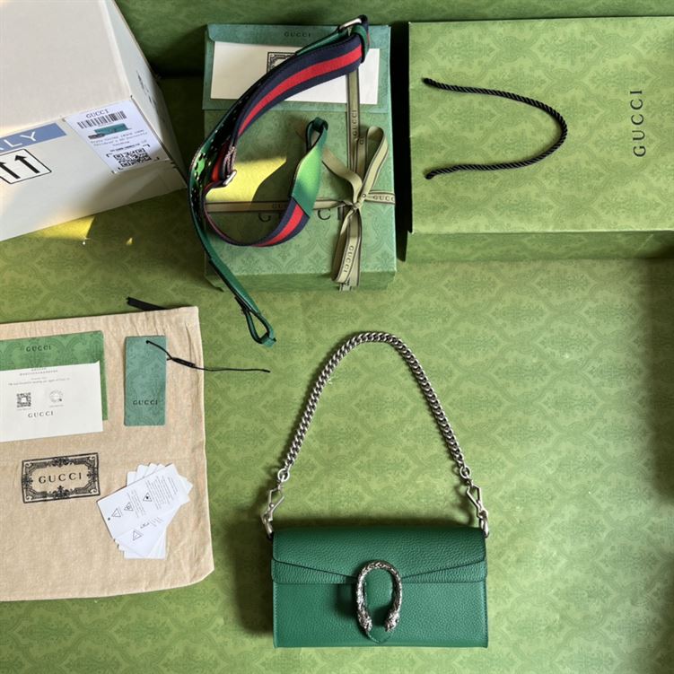 Dionysus small shoulder bag Green leather – GB0981:1High-quality replica