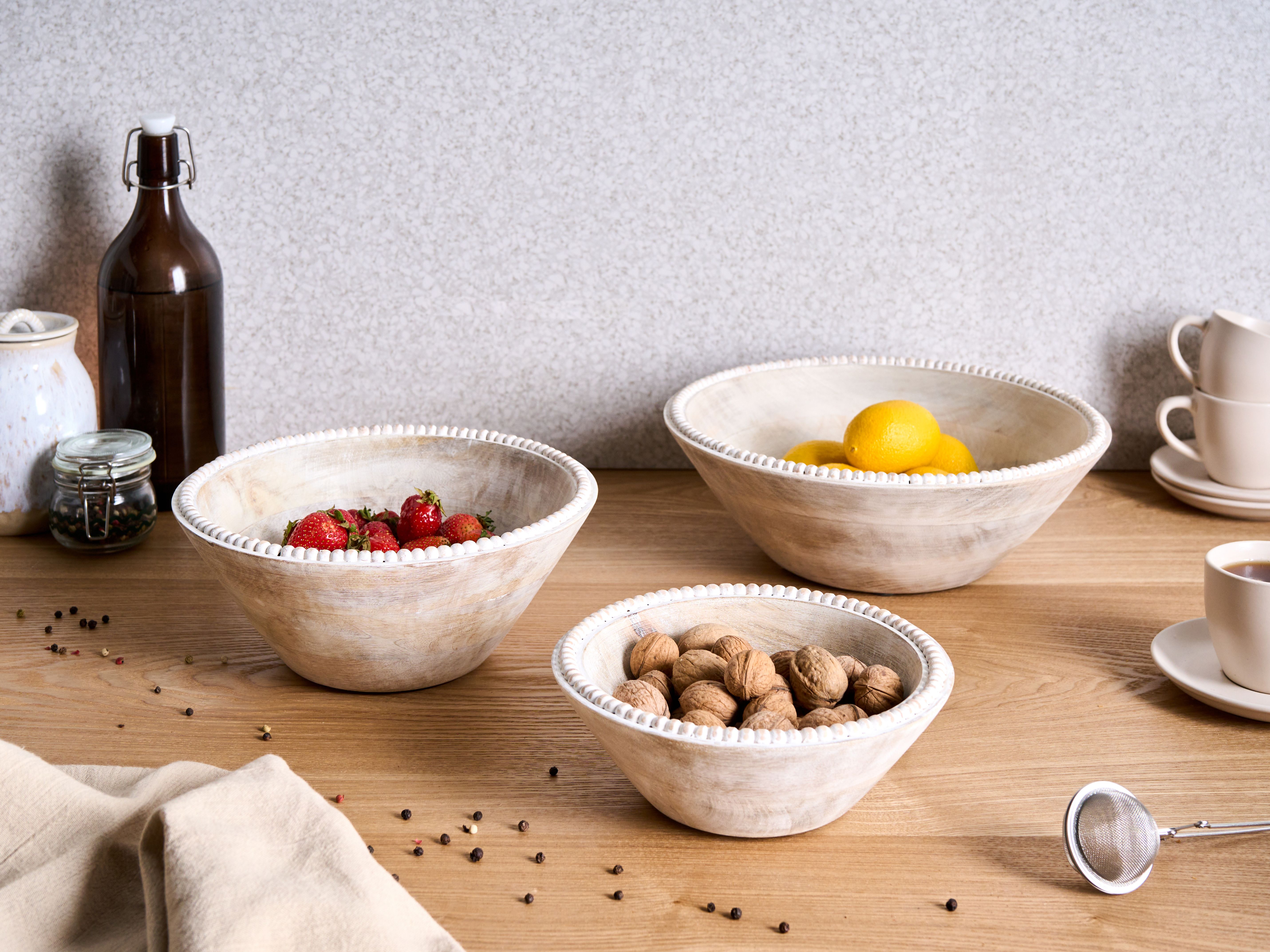 Set of 3 Bowls TANTA Mango Wood Light Brown