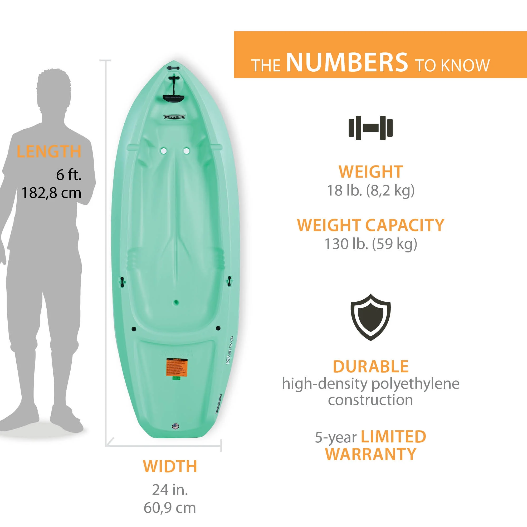 Lifetime Wave 6 ft Youth Kayak, Fire Red (91401) - Image 33