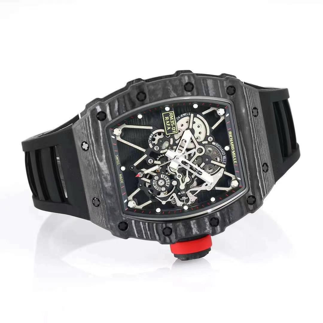 Richard Mille RM 35-01 Rafael Nadal Replica Swiss Watch �C Skeleton Dial, NTPT Carbon Case, Black Rubber Strap - Top club