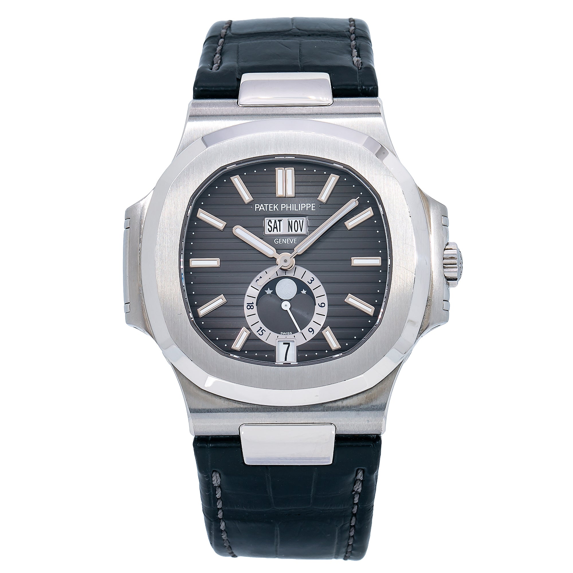 Patek Philippe Nautilus 5726A-001 40MM Black Dial With Leather Bracelet(1:1 replica) - Top club
