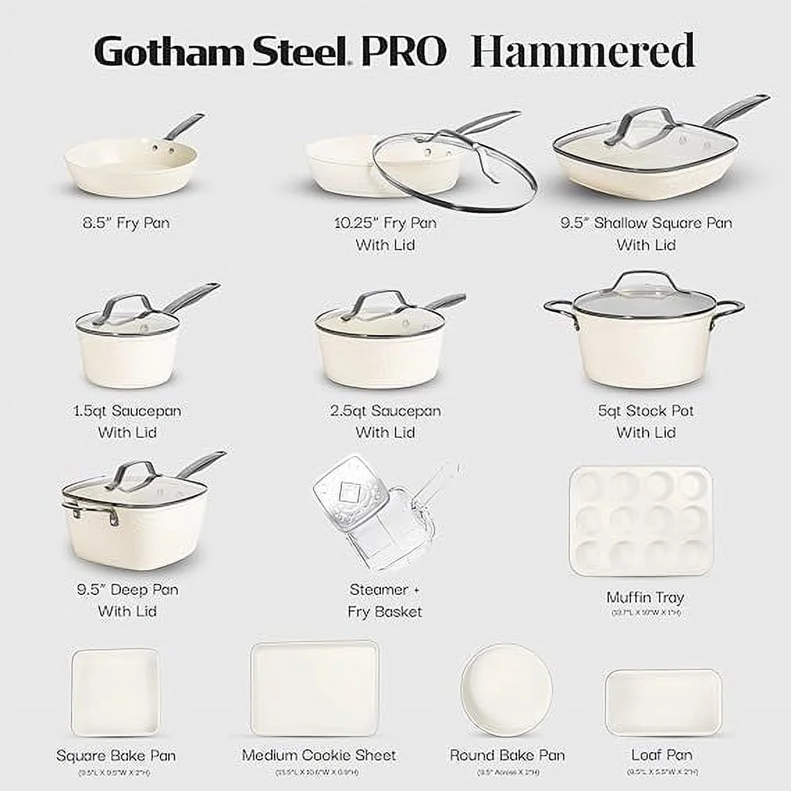 Gotham Steel Hammered 20 Pc Ceramic Cookware Set Nonstick, Induction Pots and Pans Set, Non Toxic Cookware Sets, Oven & Dishwasher Safe - Copper - Image 18