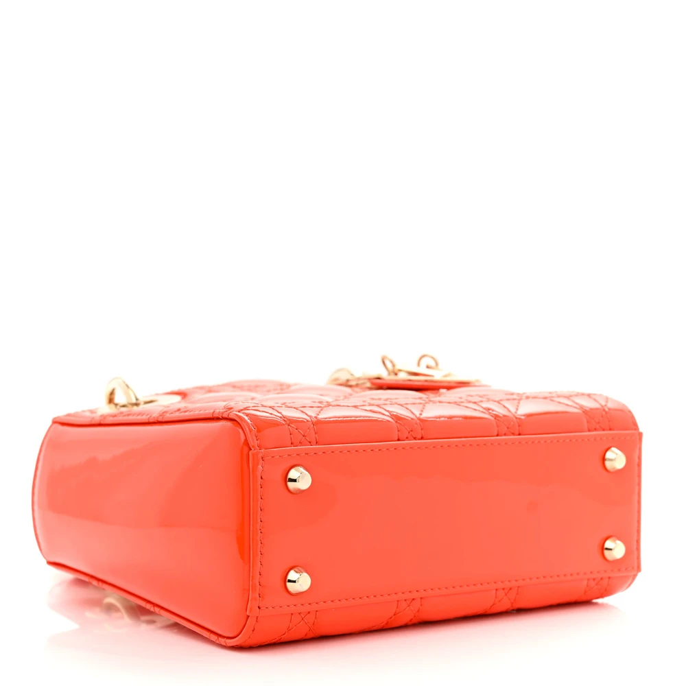 Superfake Dior Mini Lady Bag – Stunning Orange Patent Finish1:1High-quality replica