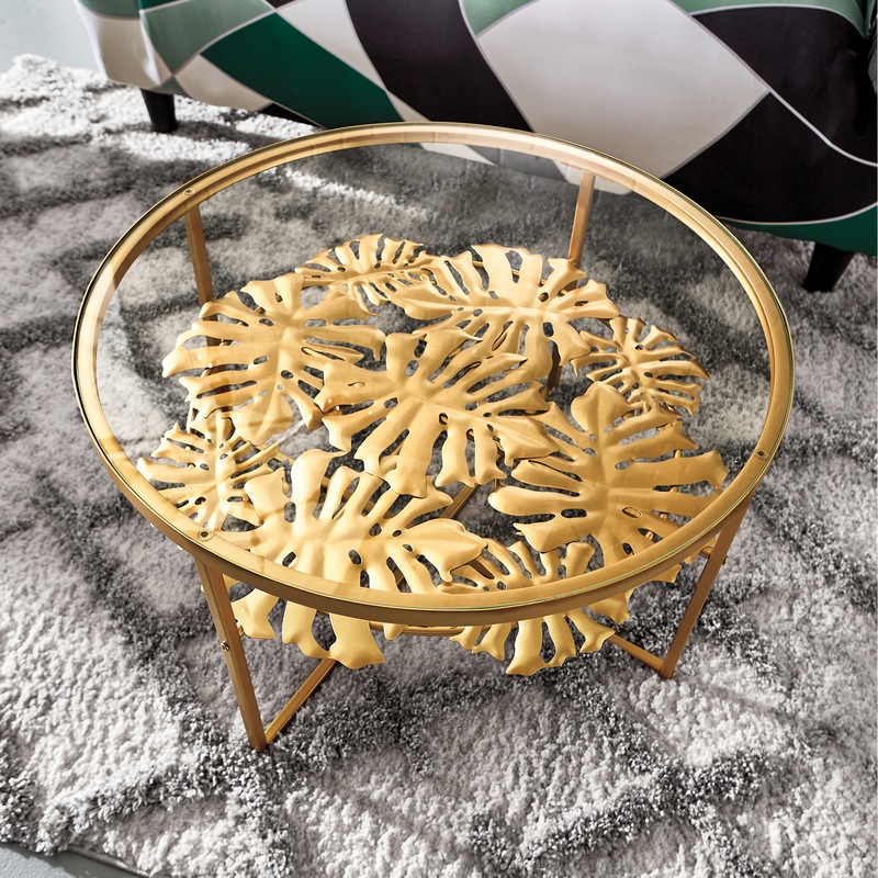 Nature-Inspired Leaf Design Coffee Table - MIDNIGHT VELVET CATALOG