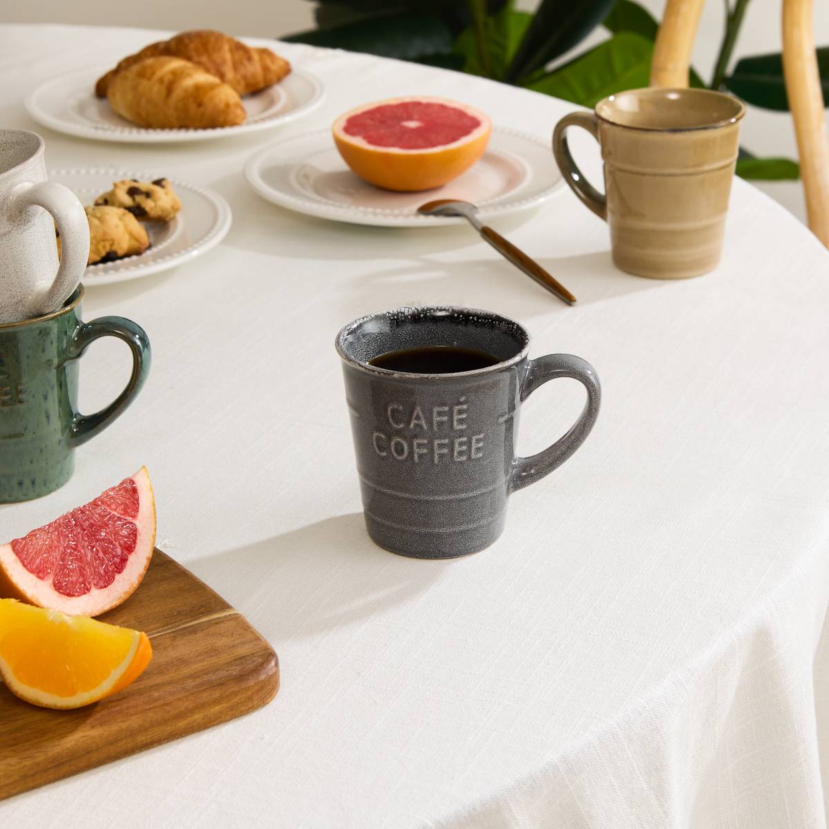 Mug"Cafe" 200 ml, earthenware, blue-grey