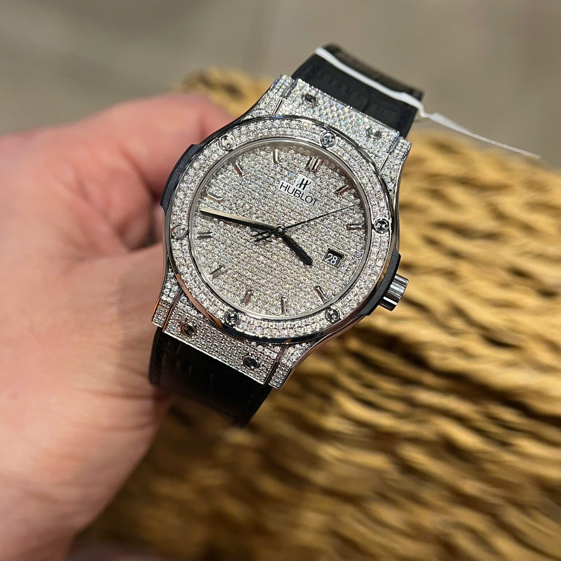Hublot Classic Fusion Titanium Diamonds Pav�� Customs Full Moissanite Imitation Luxury Watches 42mm - Top club