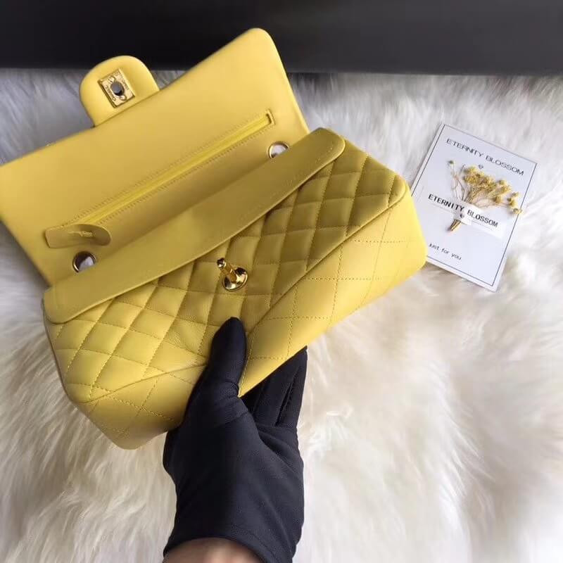 Replica Chanel 1112 Yellow Medium Size 2.55 Lambskin Leather Flap Bag1:1High-quality replica