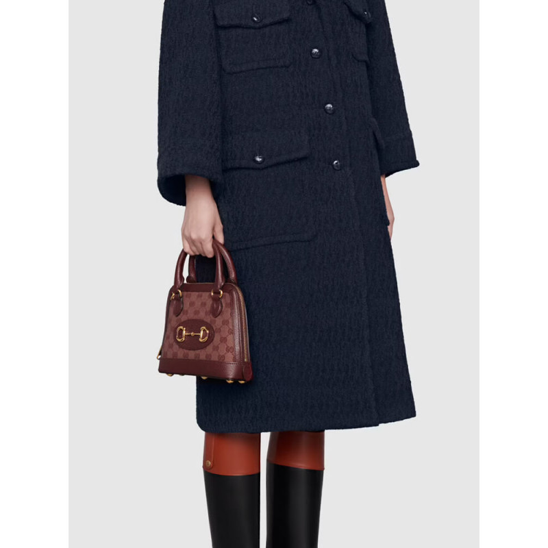 Replica Gucci Horsebit 1955 Gg Mini Bag 677212 In Burgundy Gg Canvas1:1High-quality replica