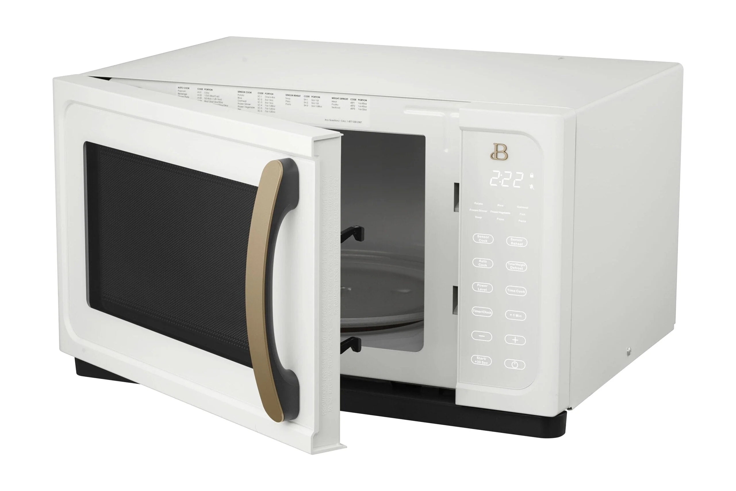 Beautiful 1.1 Cu ft 1000W Sensor Microwave Oven, White Icing