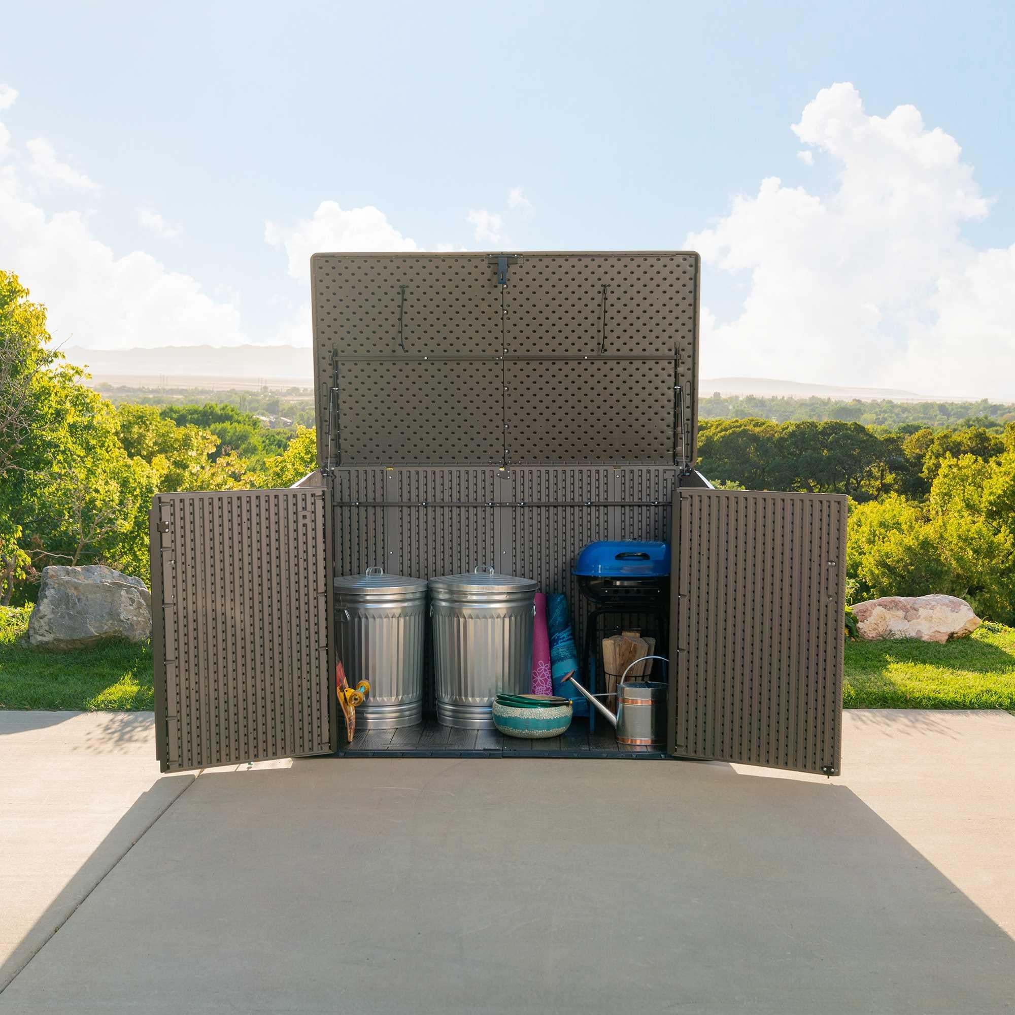 Lifetime Lockable DIY Polyethylene Horizontal Storage Shed, 75 cubic ft., Light Brown (60341) - Image 7